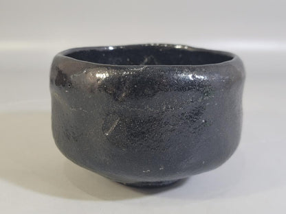 Nakamura Donen 1st Gen Black Raku Tea Bowl Rustic Sand Texture Chawan