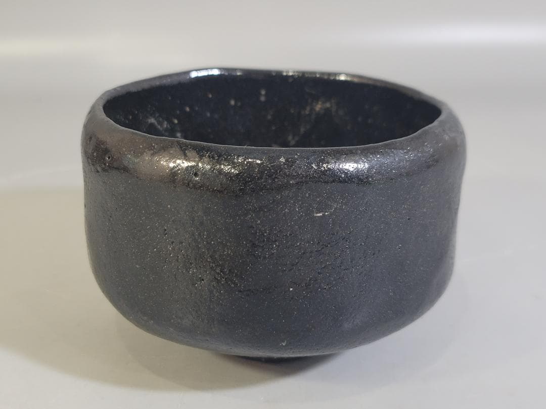 Nakamura Donen 1st Gen Black Raku Tea Bowl Rustic Sand Texture Chawan
