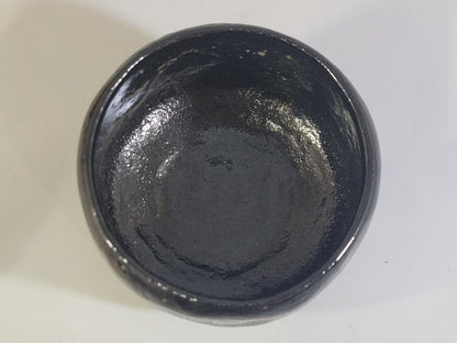 Nakamura Donen 1st Gen Black Raku Tea Bowl Rustic Sand Texture Chawan