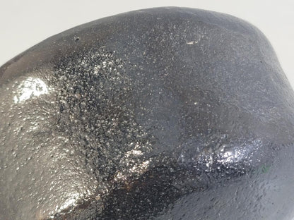 Nakamura Donen 1st Gen Black Raku Tea Bowl Rustic Sand Texture Chawan