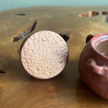 Aka Raku Tea Caddy (Chaire) by Kawasaki Waraku — Red Raku Glaze, Ceramic Lid, Signed Wooden Box
