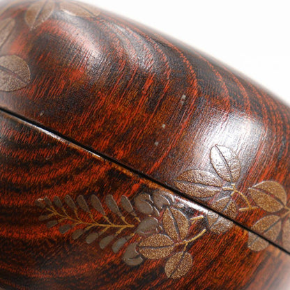 Banura Shogo Hagi Maki-e Hira-Natsume | Wood Grain Body Gold Nashiji Interior | Signed Tomobako