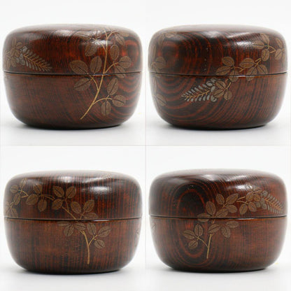 Banura Shogo Hagi Maki-e Hira-Natsume | Wood Grain Body Gold Nashiji Interior | Signed Tomobako