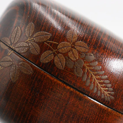 Banura Shogo Hagi Maki-e Hira-Natsume | Wood Grain Body Gold Nashiji Interior | Signed Tomobako