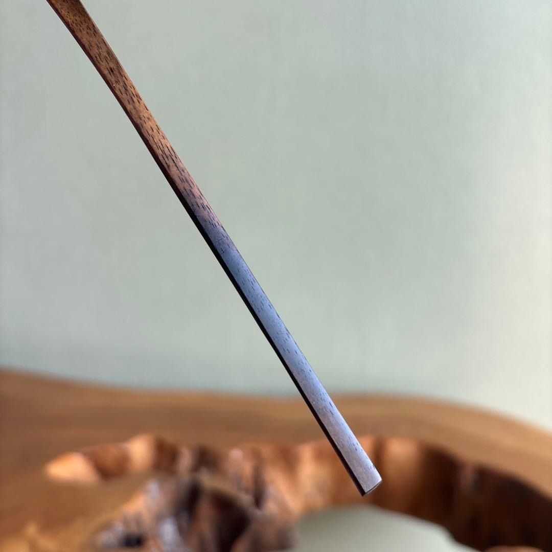 Black Persimmon Tea Scoop, Fuki-urushi Finish — Wooden Box | 黒柿 茶杓 拭漆