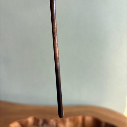 Black Persimmon Tea Scoop, Fuki-urushi Finish — Wooden Box | 黒柿 茶杓 拭漆