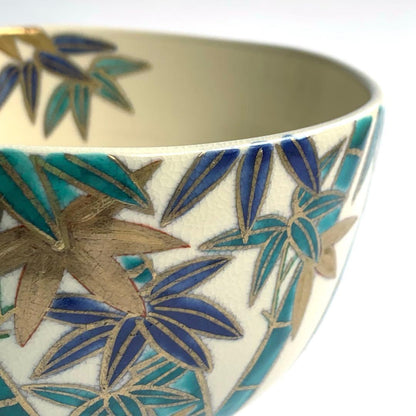 Nakamura Kaho Iro-e Bamboo Grove Tea Bowl — Polychrome Kyo-yaki Chawan with Tomobako