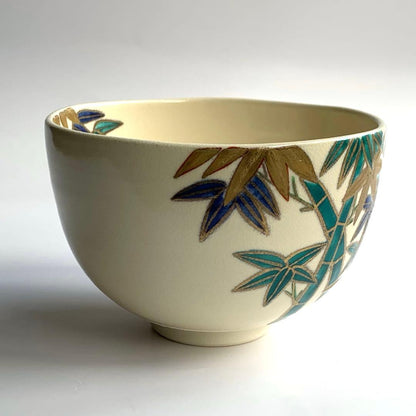 Nakamura Kaho Iro-e Bamboo Grove Tea Bowl — Polychrome Kyo-yaki Chawan with Tomobako
