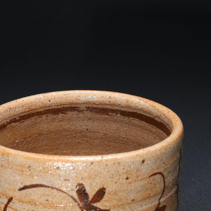 Kato Hajime — E-Karatsu Tea Bowl with Iron Lattice and Flower, Living National Treasure