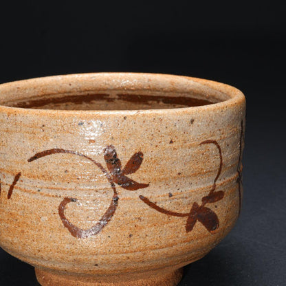 Kato Hajime — E-Karatsu Tea Bowl with Iron Lattice and Flower, Living National Treasure