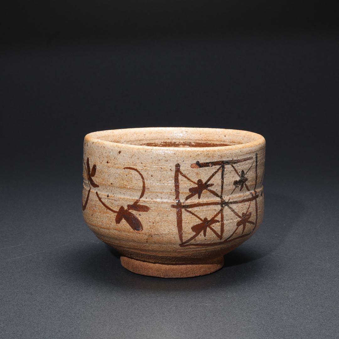 Kato Hajime — E-Karatsu Tea Bowl with Iron Lattice and Flower, Living National Treasure