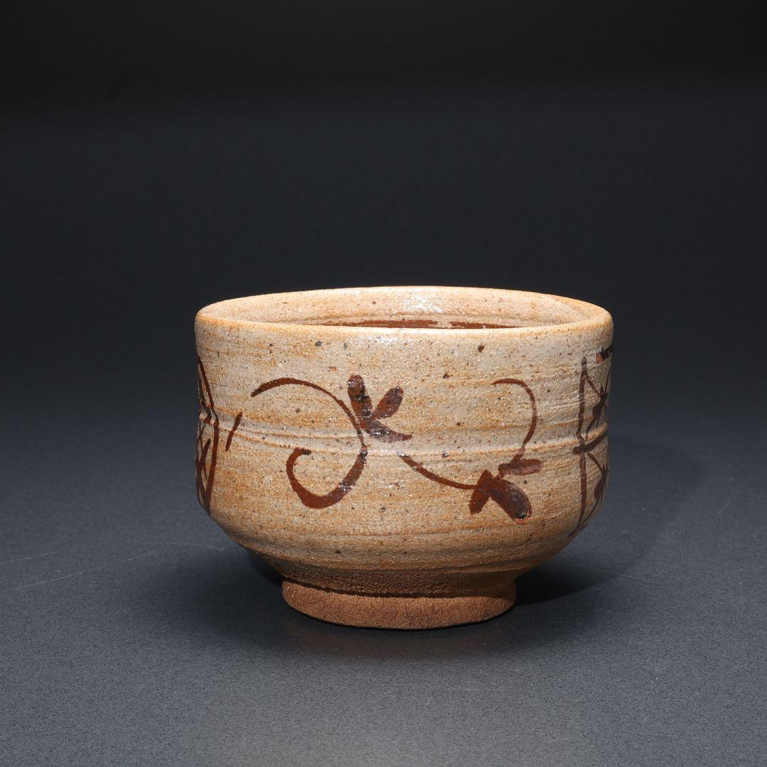 Kato Hajime — E-Karatsu Tea Bowl with Iron Lattice and Flower, Living National Treasure