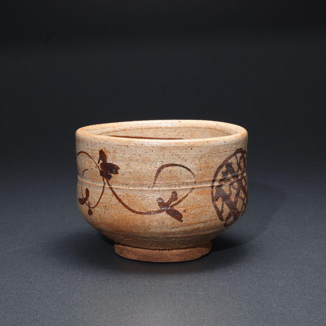 Kato Hajime — E-Karatsu Tea Bowl with Iron Lattice and Flower, Living National Treasure