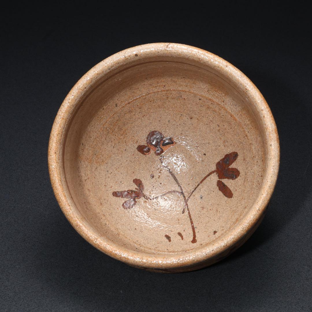 Kato Hajime — E-Karatsu Tea Bowl with Iron Lattice and Flower, Living National Treasure