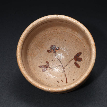 Kato Hajime — E-Karatsu Tea Bowl with Iron Lattice and Flower, Living National Treasure