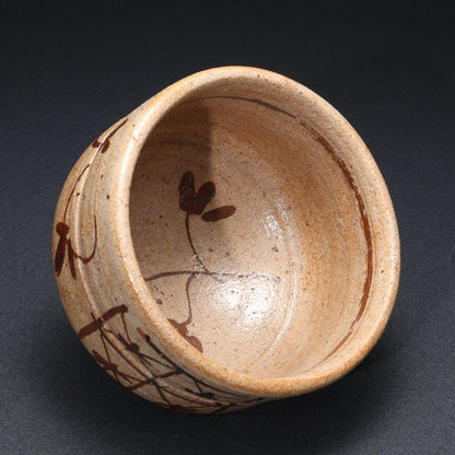Kato Hajime — E-Karatsu Tea Bowl with Iron Lattice and Flower, Living National Treasure