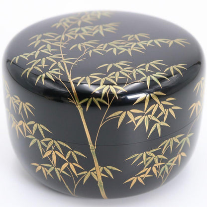 Bamboo Grove Chikurin Maki-e Hira-Natsume Tea Caddy by Sakashita Kosei