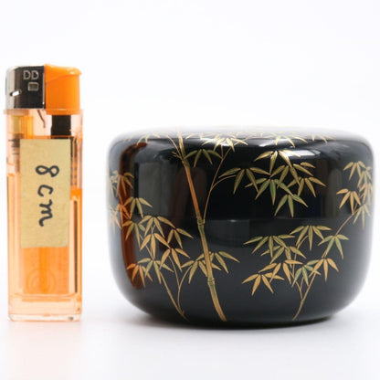 Bamboo Grove Chikurin Maki-e Hira-Natsume Tea Caddy by Sakashita Kosei