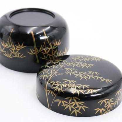 Bamboo Grove Chikurin Maki-e Hira-Natsume Tea Caddy by Sakashita Kosei