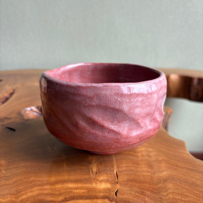 Aka-Raku Pink Tea Bowl by Sasaki Shoraku - Kyoto Raku Ware Chawan with Keshiki Smoke Effect and Signed Tomobako