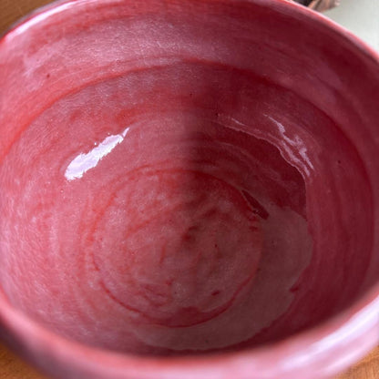 Aka-Raku Pink Tea Bowl by Sasaki Shoraku - Kyoto Raku Ware Chawan with Keshiki Smoke Effect and Signed Tomobako