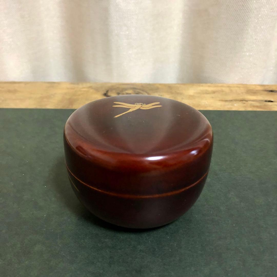 Wada Kinsai Dragonfly Maki-e Flat Natsume - Lacquer Tea Caddy with Signed Box