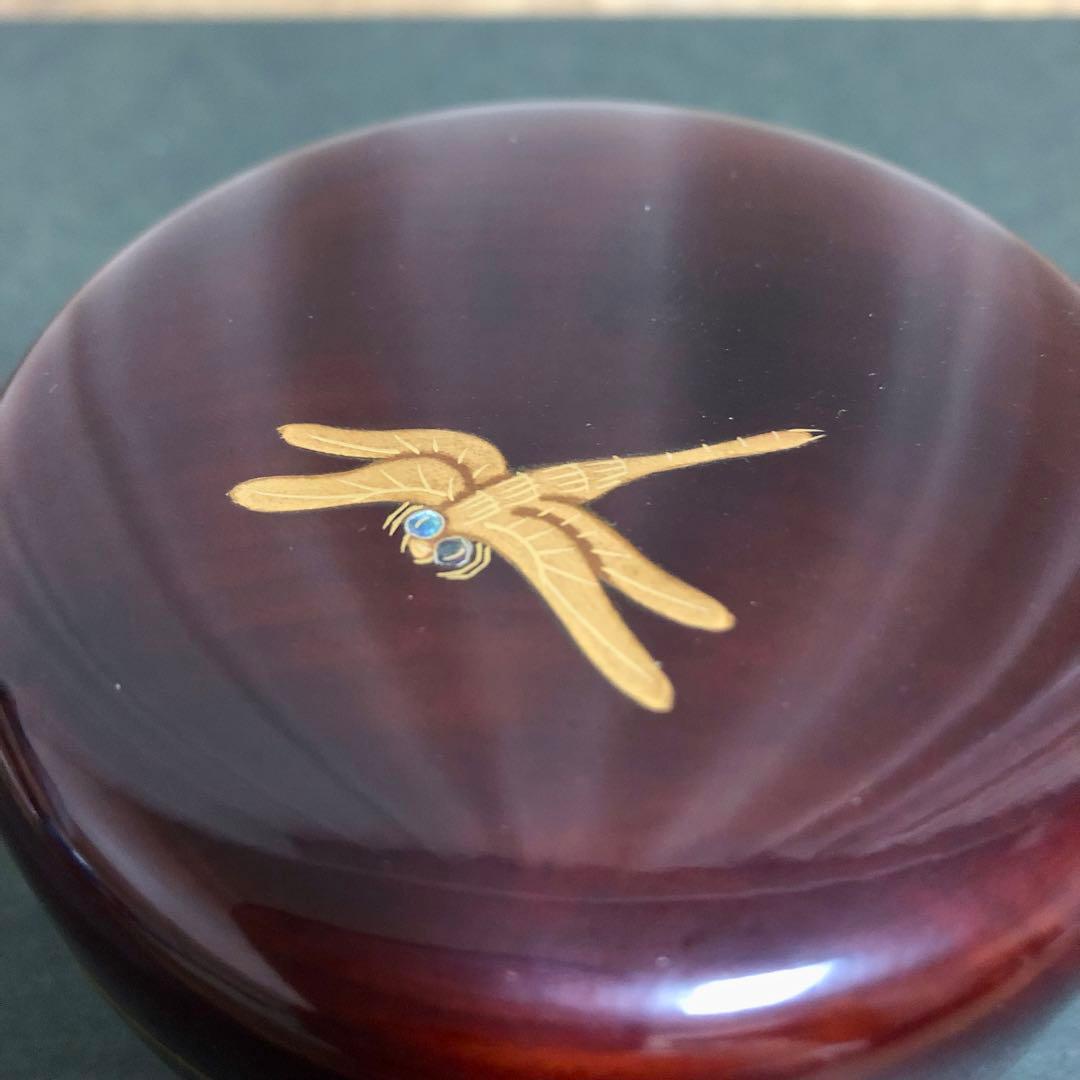 Wada Kinsai Dragonfly Maki-e Flat Natsume - Lacquer Tea Caddy with Signed Box
