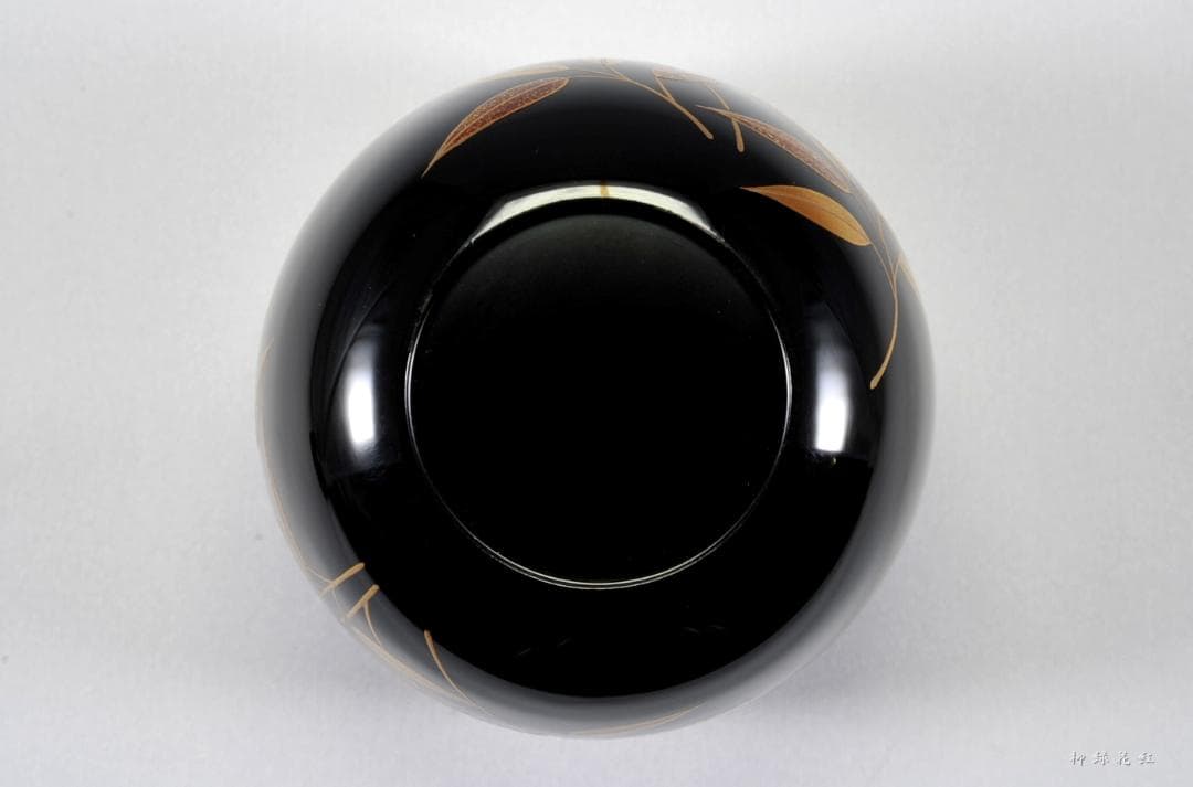 Nakamura Souin Tsuyu-Zasa Maki-e Chu-Natsume Tea Caddy — Gold Dew on Bamboo Grass, Signed Box
