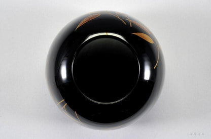 Nakamura Souin Tsuyu-Zasa Maki-e Chu-Natsume Tea Caddy — Gold Dew on Bamboo Grass, Signed Box