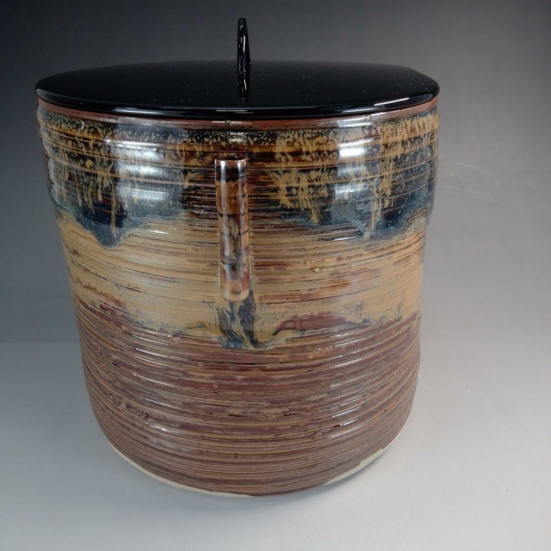Takatori Style Mizusashi by Rakuzan – Japanese Water Jar – Earred Stoneware – Japan