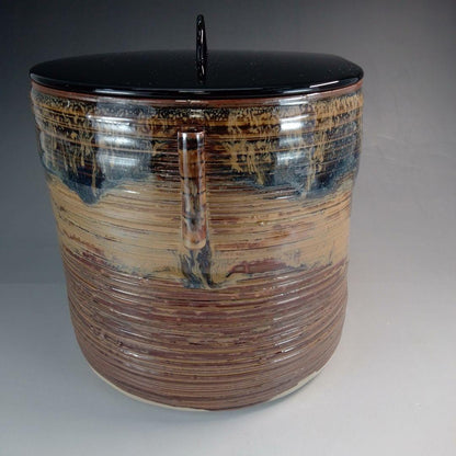 Takatori Style Mizusashi by Rakuzan – Japanese Water Jar – Earred Stoneware – Japan
