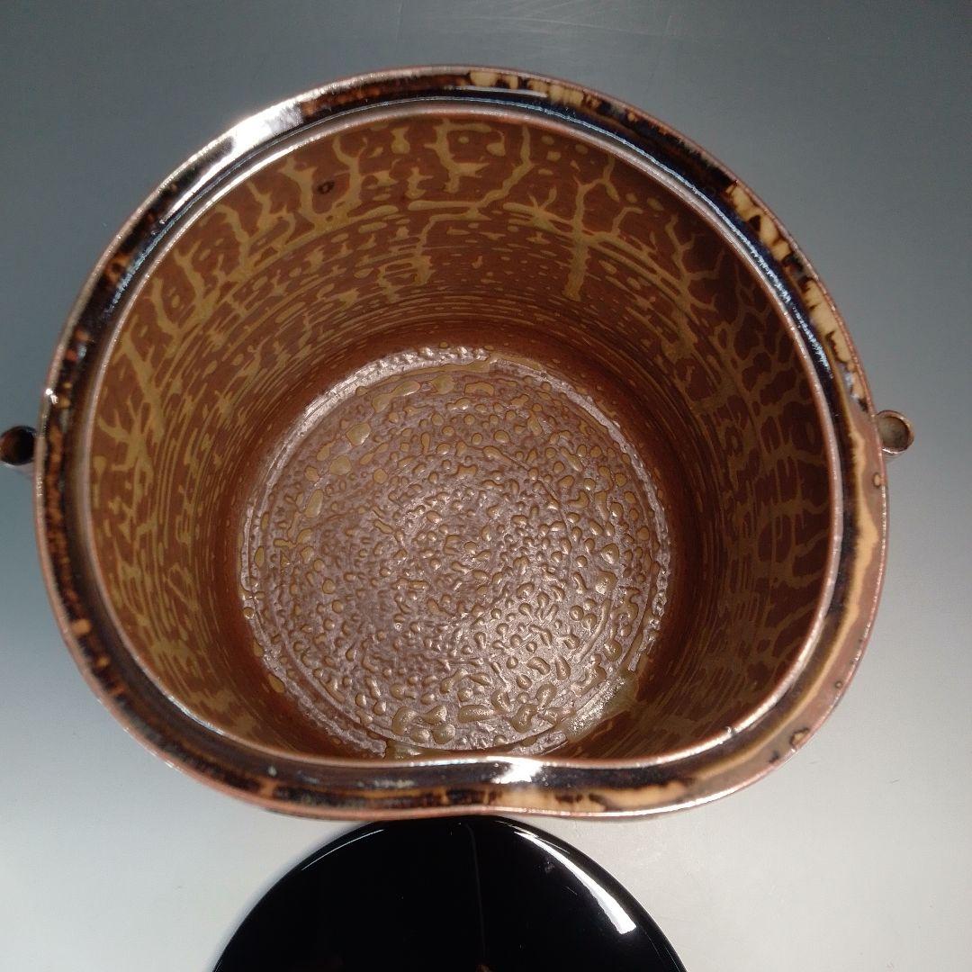 Takatori Style Mizusashi by Rakuzan – Japanese Water Jar – Earred Stoneware – Japan