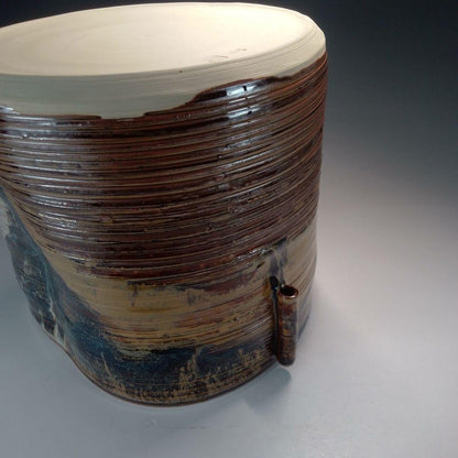 Takatori Style Mizusashi by Rakuzan – Japanese Water Jar – Earred Stoneware – Japan