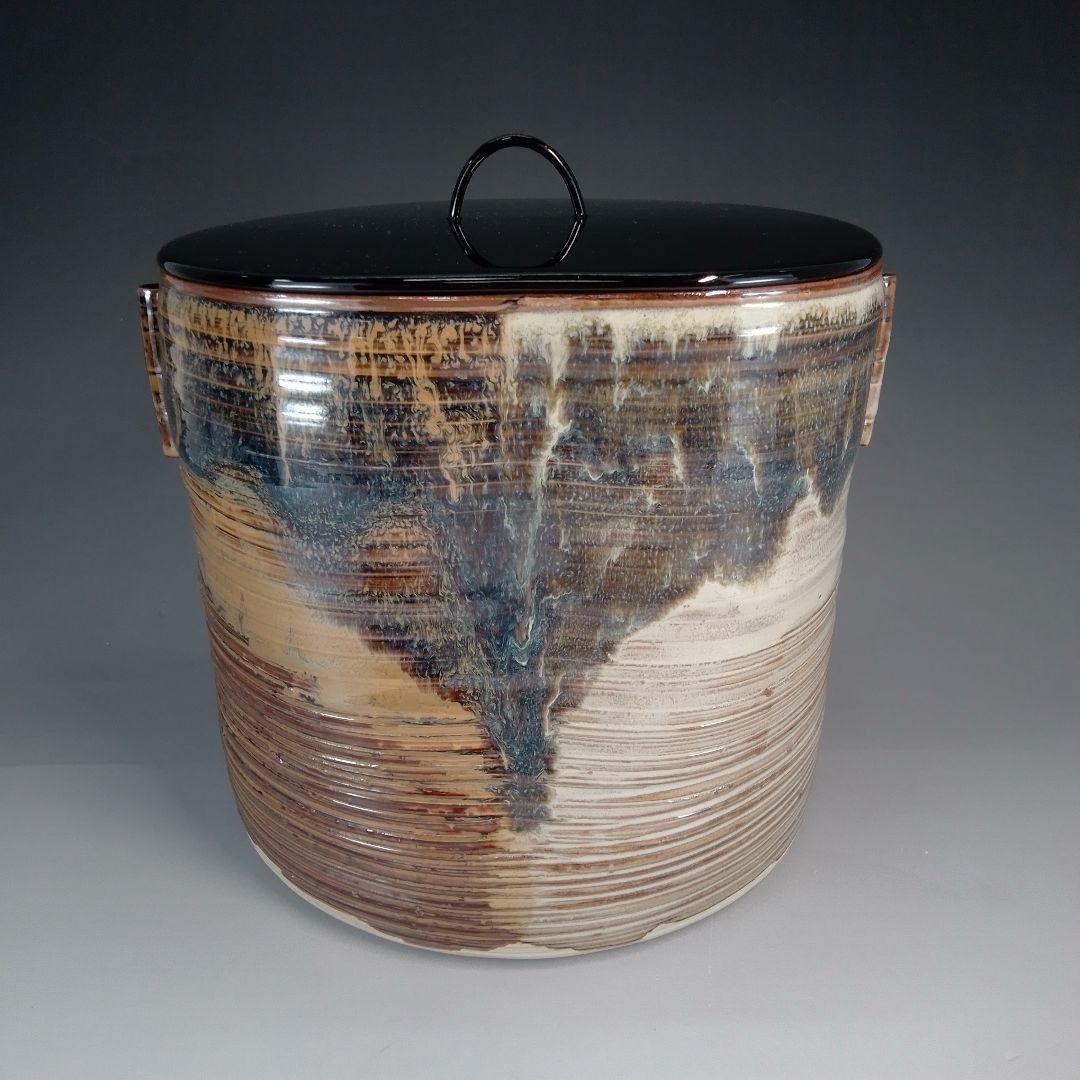 Takatori Style Mizusashi by Rakuzan – Japanese Water Jar – Earred Stoneware – Japan