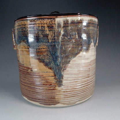 Takatori Style Mizusashi by Rakuzan – Japanese Water Jar – Earred Stoneware – Japan