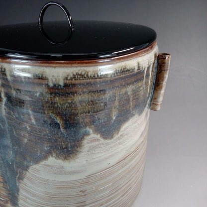 Takatori Style Mizusashi by Rakuzan – Japanese Water Jar – Earred Stoneware – Japan