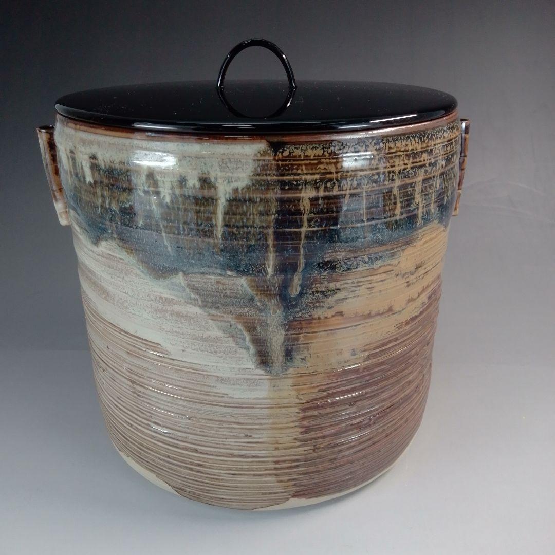 Takatori Style Mizusashi by Rakuzan – Japanese Water Jar – Earred Stoneware – Japan
