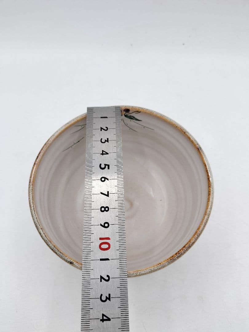 Haiyu Tsuyukusa-e Chawan by Nakamura Ryoji — Ash Glaze Tea Bowl with Dayflower Painting