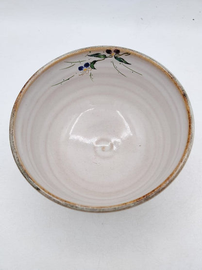 Haiyu Tsuyukusa-e Chawan by Nakamura Ryoji — Ash Glaze Tea Bowl with Dayflower Painting