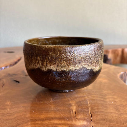 Ohi Ware Tea Bowl by Ohi Choami - Kanazawa Amber Glaze Chawan with Cascading Katsuragi - Signed Tomobako Japanese Matcha Bowl