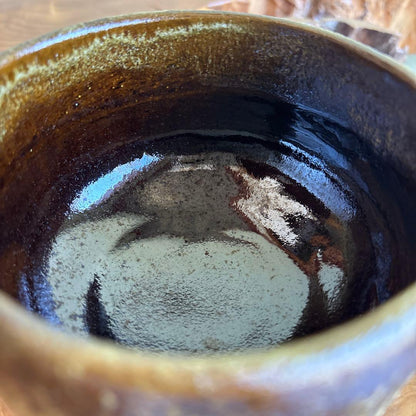 Ohi Ware Tea Bowl by Ohi Choami - Kanazawa Amber Glaze Chawan with Cascading Katsuragi - Signed Tomobako Japanese Matcha Bowl