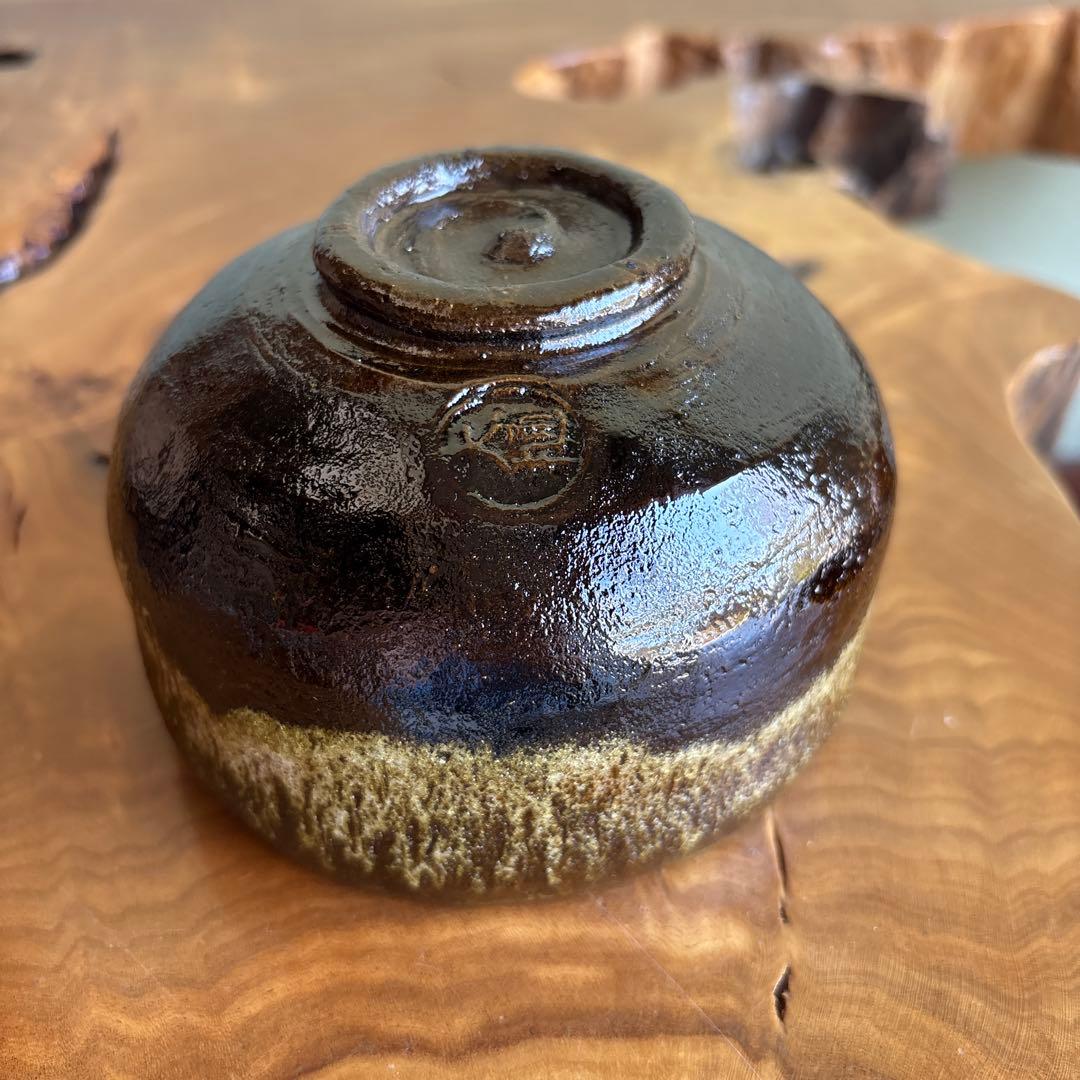 Ohi Ware Tea Bowl by Ohi Choami - Kanazawa Amber Glaze Chawan with Cascading Katsuragi - Signed Tomobako Japanese Matcha Bowl