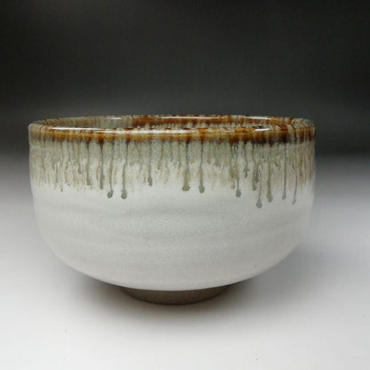 Arita Ware Tea Bowl by Keizan - Cascading Drip Glaze Chawan with Signed Box
