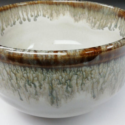 Arita Ware Tea Bowl by Keizan - Cascading Drip Glaze Chawan with Signed Box