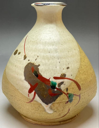 Shinsho-ji Tozu Kiln Vase by Fujimoto Akinari | Abstract Overglaze Enamel Stoneware