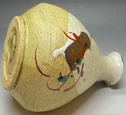 Shinsho-ji Tozu Kiln Vase by Fujimoto Akinari | Abstract Overglaze Enamel Stoneware