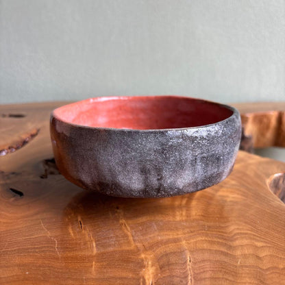 Aka Raku Bataraichawan by Yoshimura Rakunyu, Kyoto Raku-yaki Summer Matcha Bowl, Horse-Trough Form, Signed Tomobako