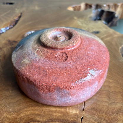 Aka Raku Bataraichawan by Yoshimura Rakunyu, Kyoto Raku-yaki Summer Matcha Bowl, Horse-Trough Form, Signed Tomobako