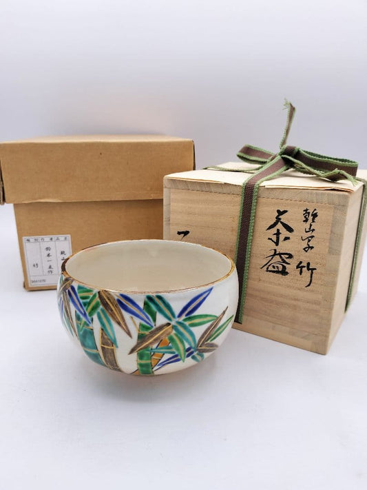 Kenzan-utsushi Bamboo Chawan by Suzuki Itten, Boxed Tea Bowl