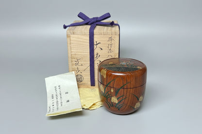 Keyaki Iris Natsume by Tsukishiro Chikura – Japanese Tea Caddy – Raden Art – Japan